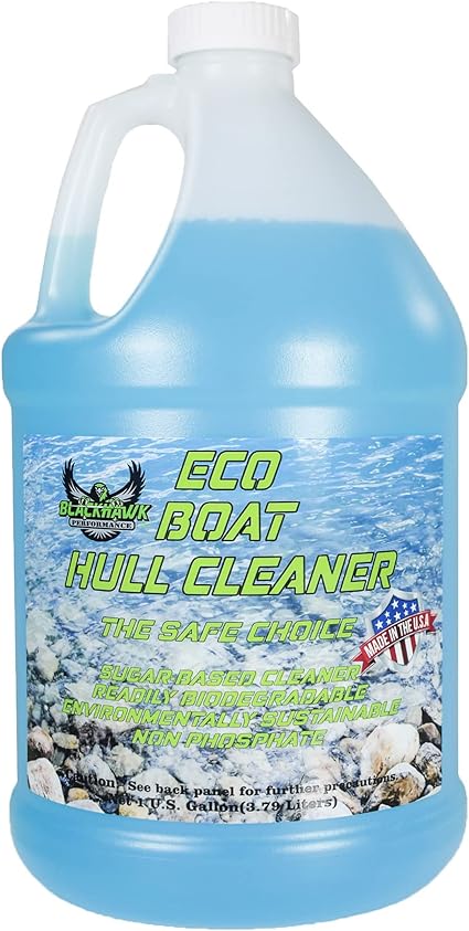 BLACKHAWK PERFORMANCE Eco Boat Hull Cleaner - Effortlessly Removes Water Stains, Deposits, Scale, & Scum - Safe for All Fiberglass & Aluminum Boats - Made in USA (1 Gal)