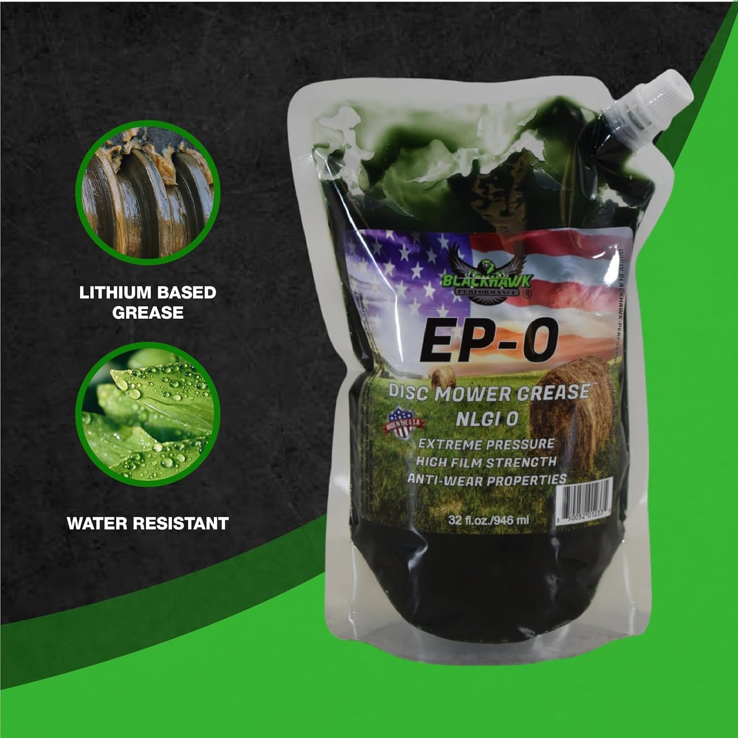 EP-0 Disc Mower Grease 32 oz EZ-Squeeze Bag Blackhawk Performance