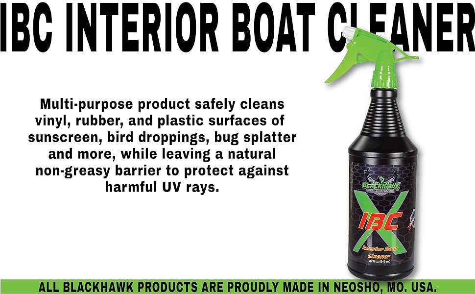 Interior Boat Cleaner - Removes All Dirt & Grime While Shielding Plastic, Vinyl, & Leather from Harmful UV Rays - Made in USA (32oz)
